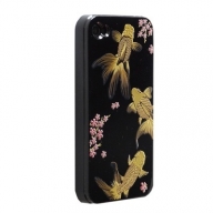 iPhone4・4S専用ケース　黒　金魚大