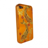 iPhone4・4S専用ケース　橙　古典錦鯉大