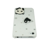 iPhone4・4S専用ケース　白　雪とパンダ&ハート