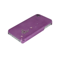 iPhone4・4S専用ケース　紫　ラインストーン蝶