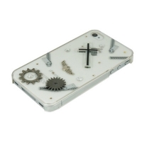 iPhone4・4S専用ケース　クリア　ジッパーとクロス&歯車