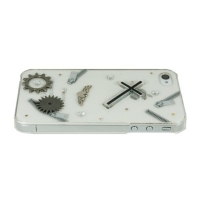 iPhone4・4S専用ケース　クリア　ジッパーとクロス&歯車