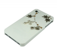 iPhone4・4S専用ケース　白　ヘンプとクロス