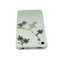 iPhone4・4S専用ケース　白　ヘンプとクロス