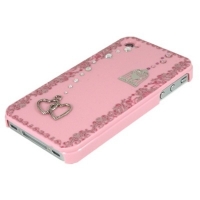 iPhone4・4S専用ケース　桃　鳥かごチャペル