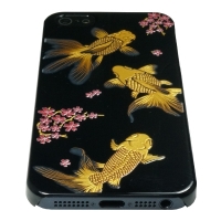 iPhone5専用ケース　黒5　金魚大