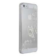 iPhone5専用ケース　クリア5　蝶横レース白