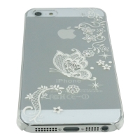 iPhone5専用ケース　クリア5　蝶横レース白