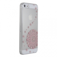 iPhone5専用ケース　クリア5　ピンクレース流れ