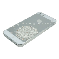iPhone5専用ケース　クリア5　白レース流れ