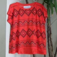 インディアン柄コットンTシャツ*Passion Red